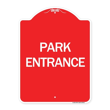 Signmission Designer Series Sign-Park Entrance, Red & White Aluminum Architectural Sign, 18" H, RW-1824-24453 A-DES-RW-1824-24453
